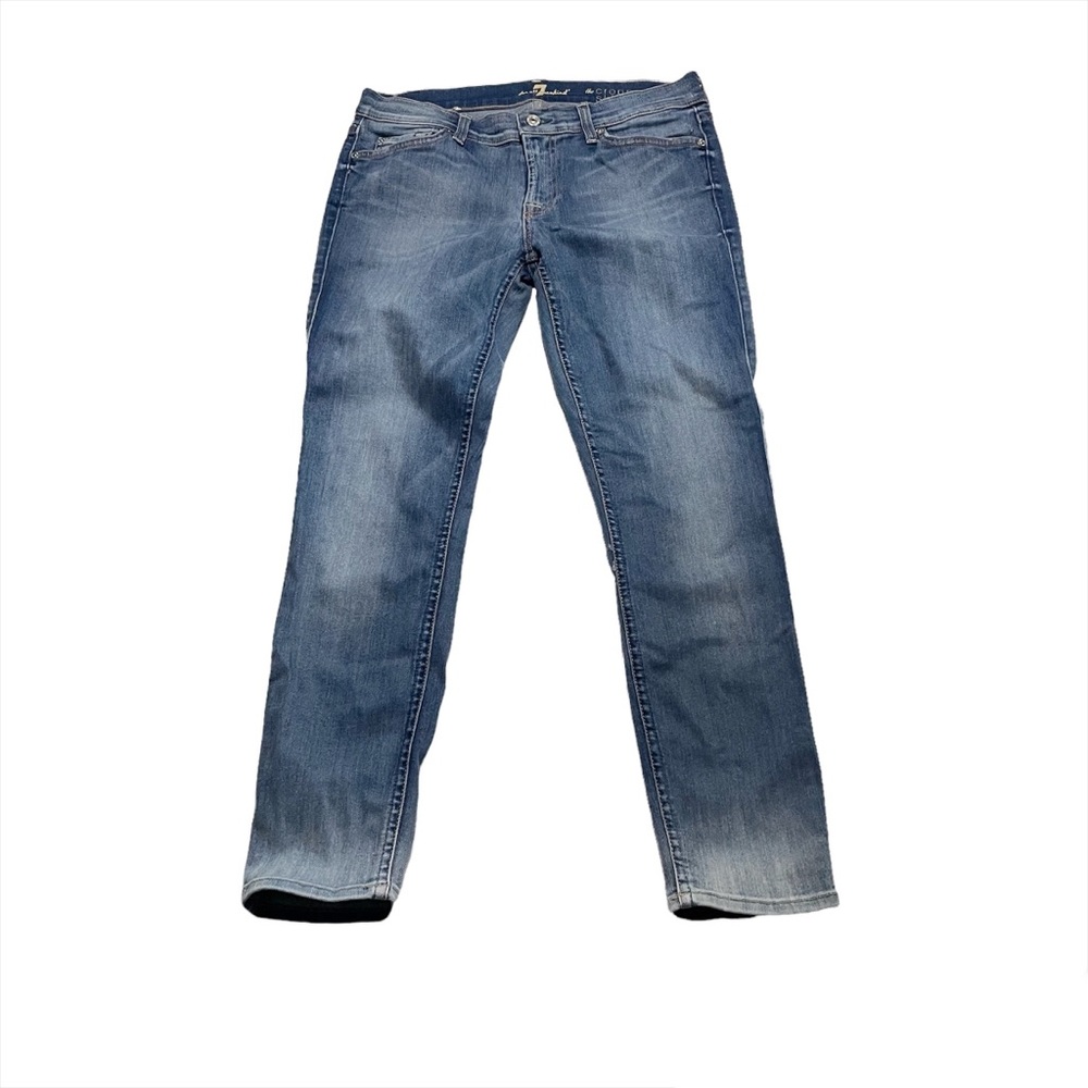 7 For All Mankind The Cropped Skinny Light Wash Casual Skinny Jeans Size 29 - Picture 2 of 11